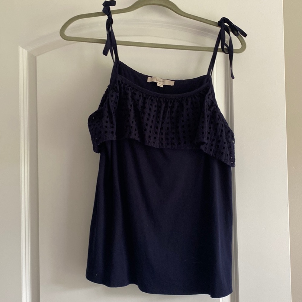 Loft dark blue strappy top size medium